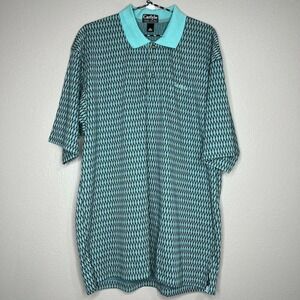 Carlyle Men's Green Short Sleeve Geometric Diamond Polo Shirt Sz XL